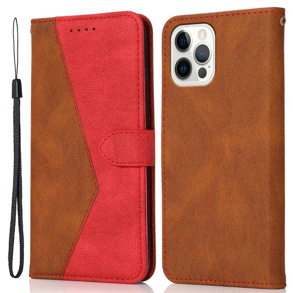 For iPhone 16 Pro Wallet Case Splicing Color Leather Phone Cover Credit Card Holder