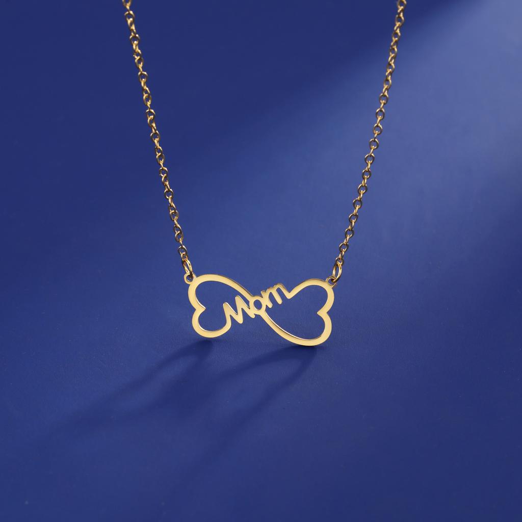 Hollow Bow Titanium Steel Necklace Heart Pendant Mothers Day Gift Fashion Jewelry