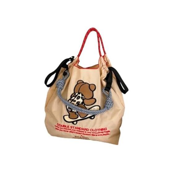 

[Geyaziu] Ball and Chain Eco Bag Rucksack, Stylish, Compact, Embroidered, Repeated Use, Shopping Bag, Japanese Small Group, Lightweight, Large
