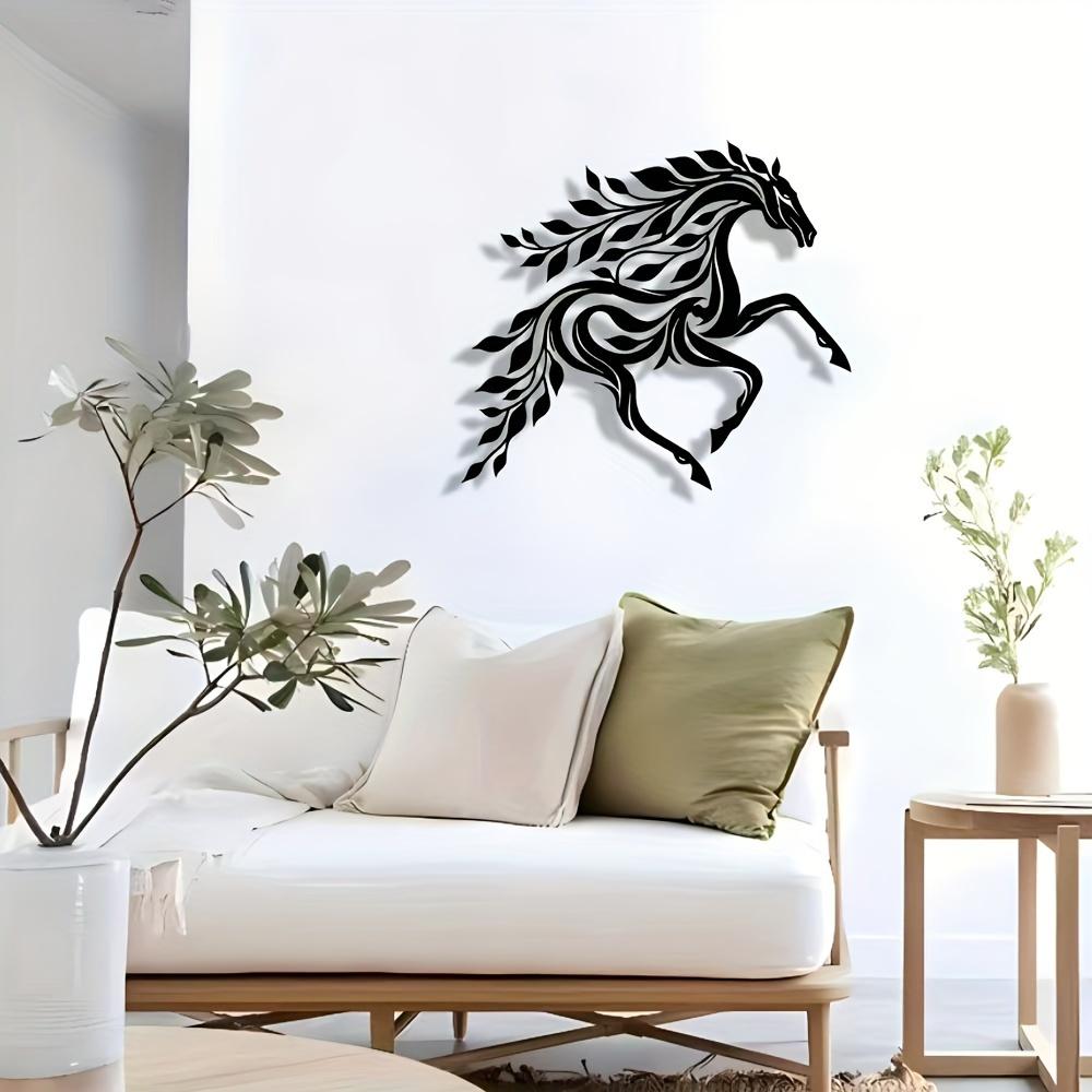 1pc Tree Horse Metal Wall Art, Minimalist Silhouette Decor for Home Living Room Office Bedroom Terrace Kitchen Courtyard Shop Cafe Dance Hall Bar