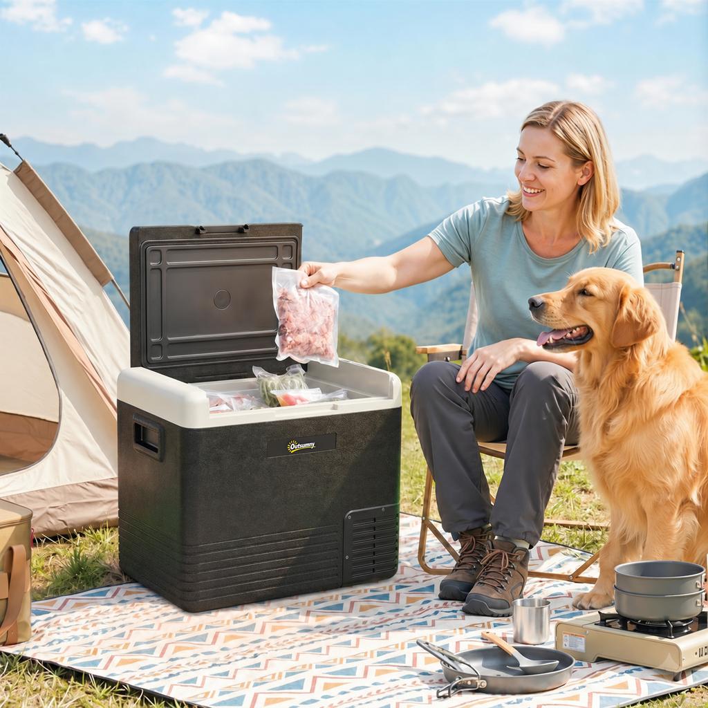 50L Portable Car Refrigerator - Grey and Black