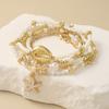 Vintage Seed Bead Stacked Bracelet Set Starfish Shell Embellishment Bracelets Elegant Women's Summer Beach Party Ideal Zircon