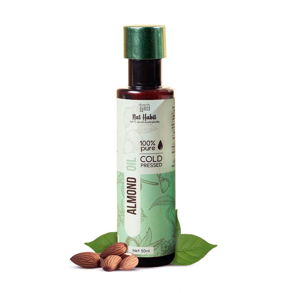 

Nat Habit Cold Pressed 100% Pure Sweet Almond (Badam) Oil for Skin & Hair With Vitamin E, Omega-3,6 & 9, Mineral Free - 50 ml