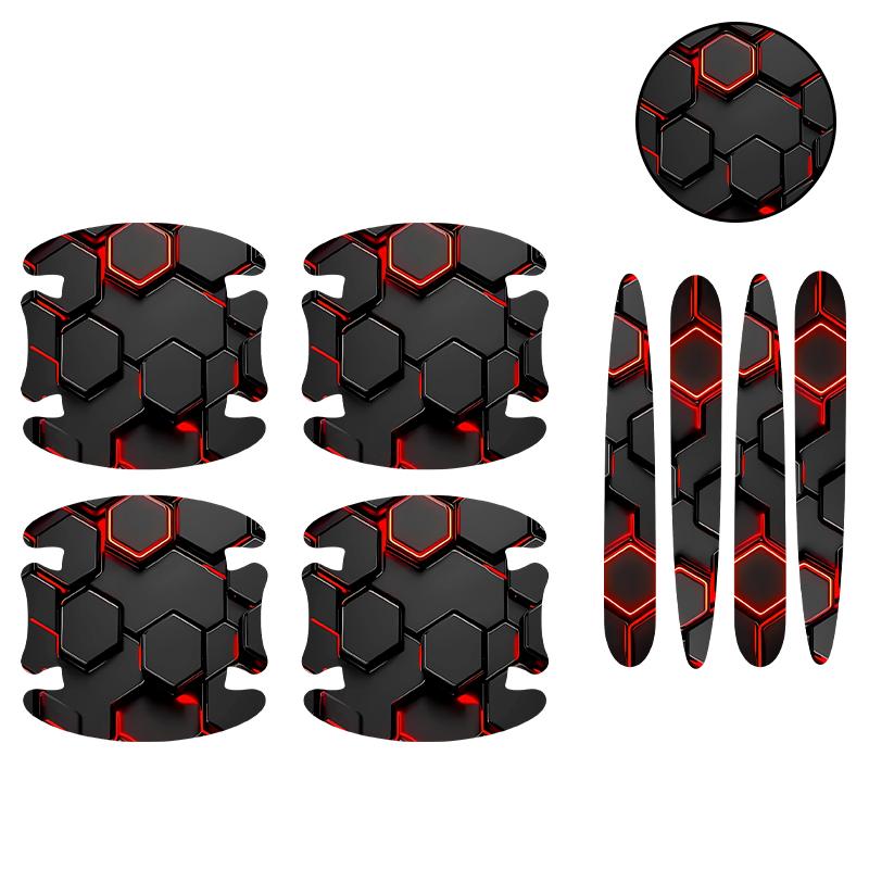 8PCS Car Door Handle Protector, Sports Car Door Cup Scratch Protector Handle Bowl Sticker, Universal Self Adhesive Paint Guard Protective Film 8PCS чёрный