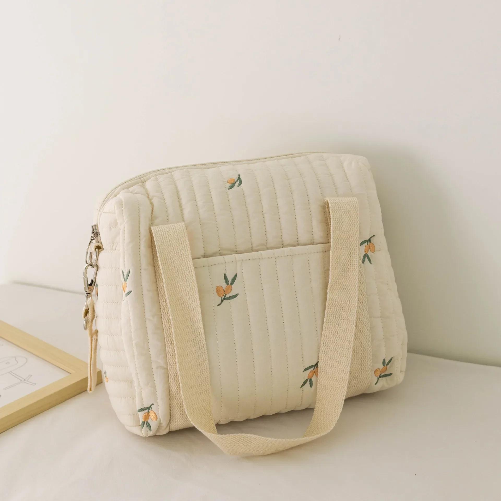 Cute Bear Baby Stroller Nappy Bag Korea Embroidery Flower Mommy Bag Soft Maternity Shoulder Pack Portable Baby Diaper Organizer