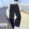 Women's Fleece-lined High-waisted Slim-fit Jeans, 2024 Autumn/Winter Straight-leg Versatile Pants