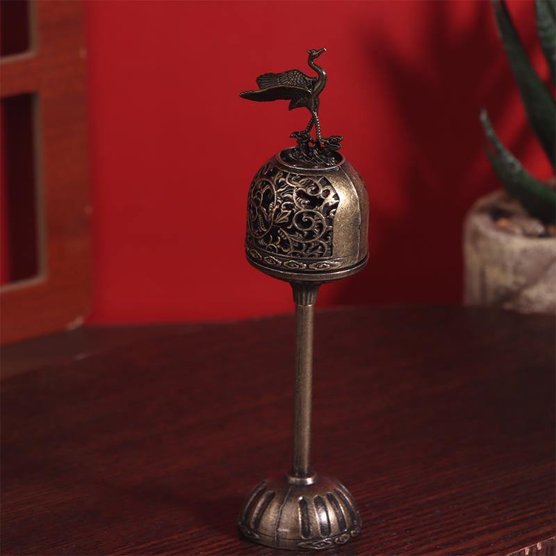 Metal Standing Crane Hollow Lamp Sandalwood Fragrance Censer Smoking Backflow Incense Holder Tea House Ornaments Home Decor