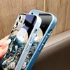 LotusFlower Goldfish Phone Case Metallic Lacquer Tempered Glass Shockproof Cover for Huawei Honor iPhone OPPO Realme OnePlus Xiaomi Redmi Samsung Vivo