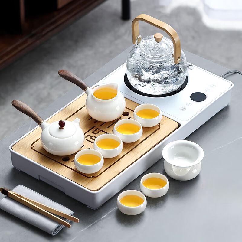 Japanese Style Ceramic Kung Fu Tea Set with Stone Tea Tray