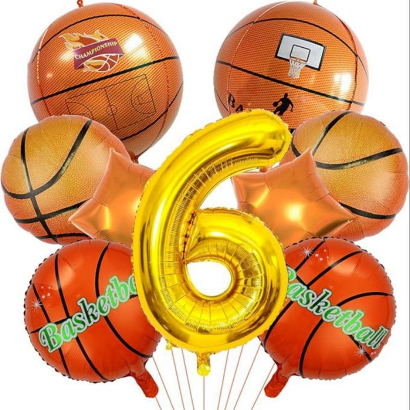 18-inch aluminum foil basketball-shaped balloons for boys' parties, ideal for decorating children's birthday parties