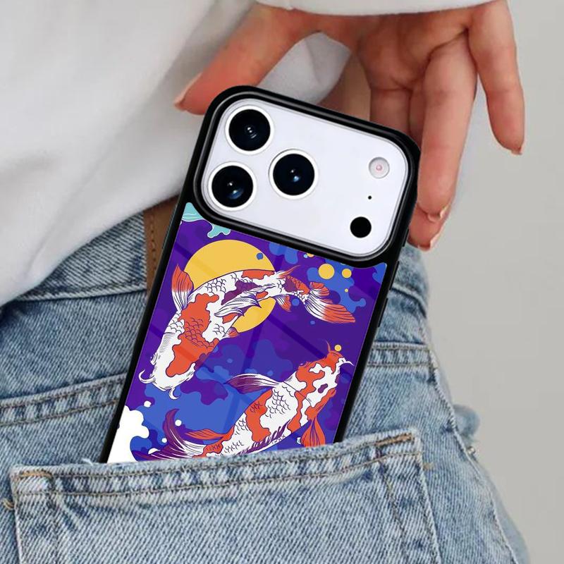 Japanese Koi Phone Case for iPhone 16e 15 14 13 12 17 Pro Max Plus Air 17pro Cover Coque