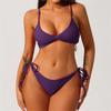 S - XL 19 Colors Pleated High Leg Cut Bikini Female Swimsuit Women Swimwear Two-Pieces Bikini Set Bather Bathing Suit Swim