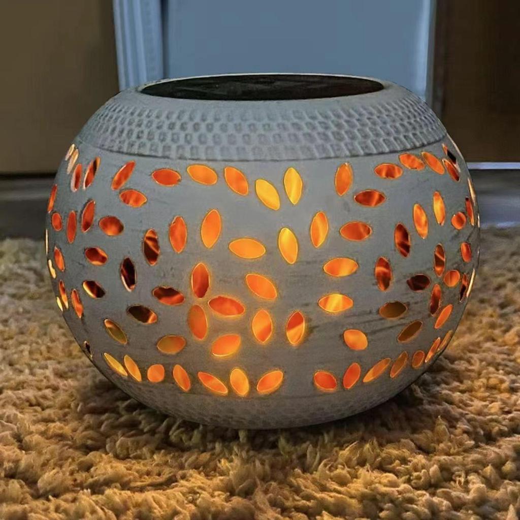 Iron Solar Outdoor Lamp – Hollow Design for Garden, Courtyard, and Camping Decor