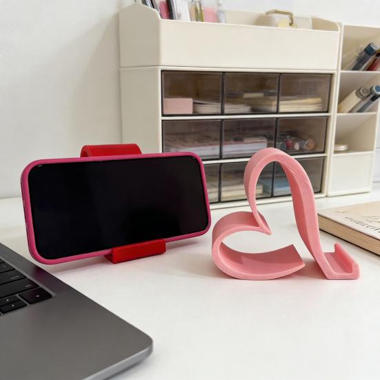 Herzförmige Handyhalterung Niedlicher 3D-gedruckter Handy-Ständer für Smartphones Tablets Kindles Romantischer Schreibtisch-Herz-Handyhalter für Büro Nachttisch