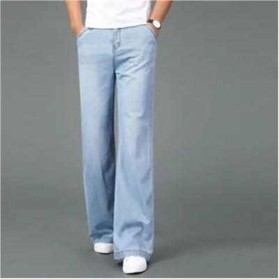 Pantaloni Larghi in Denim da Uomo Primavera Allentati Autunno Semplici Vita Media Lavati