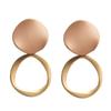 Trendy Round Khaki Dangle Earrings With Sturdy Alloy Construction Alloy Geometric Jewelry For Versatile Styling
