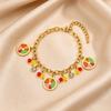 Stainless Steel Bracelet with 18K Gold-Plated Fruit Pendants and European Pastoral Charm