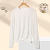 Women's Slimming Semi-High Neck Wool Base Layer T-Shirt - Long Sleeve, Spliced, Versatile Design for Autumn/Winter.