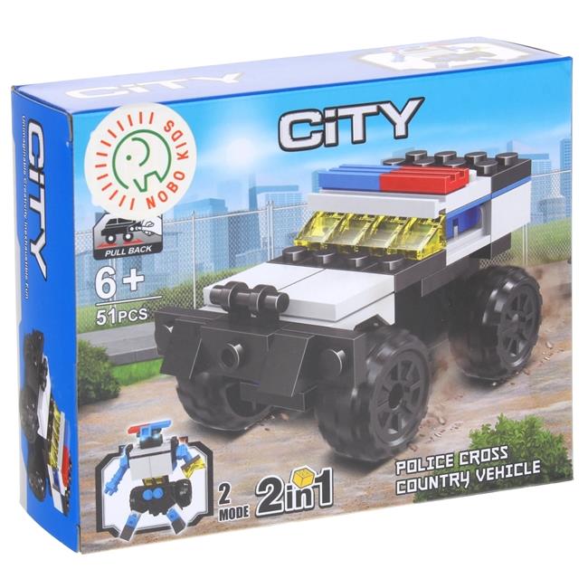 Construction Blocks 2 In 1 Police Car Off-Road