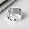 Fashion personality, wide-faced golden smiley face, jewelry, female simple temperament, Mori retro pentagram open ring