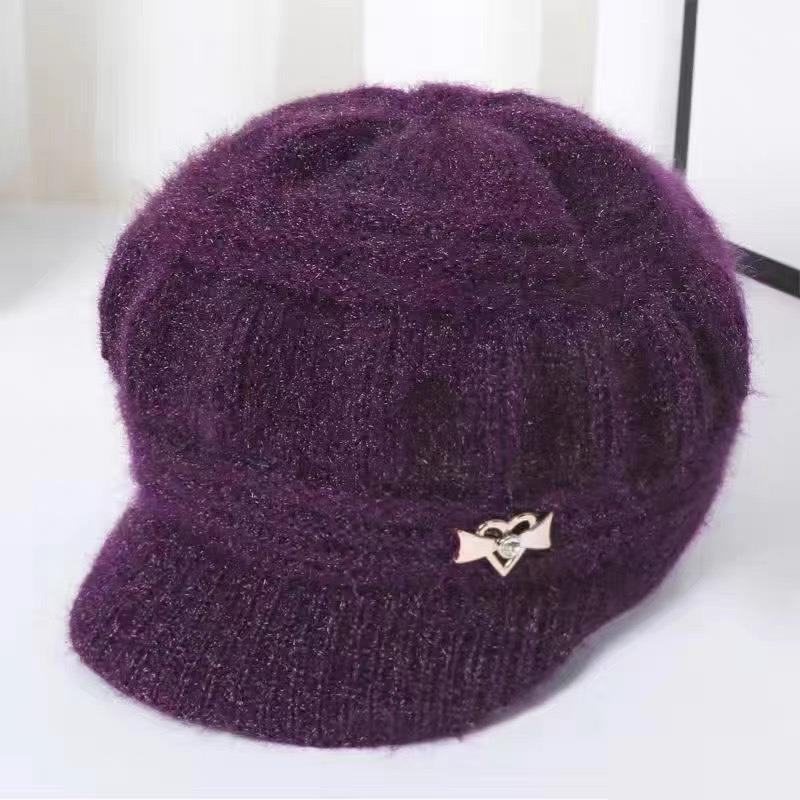 Middle-aged hat women's autumn and winter casual pullover hat old lady fleece thickened ear protector mother thickened in winter