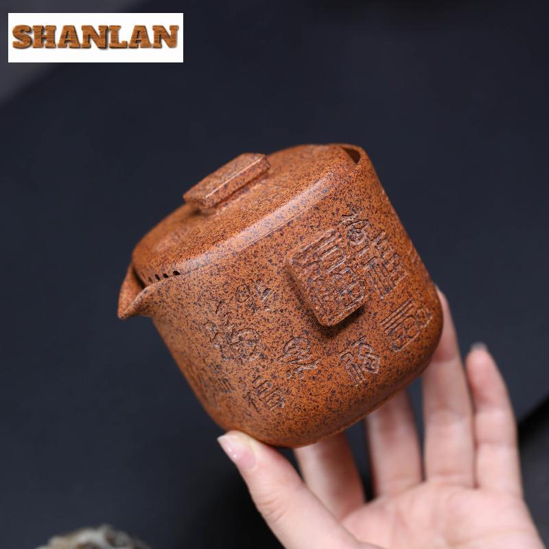 200ml Antique Yixing Purple Clay Teapots Handmade Hand Grab Pot Raw Ore  Wood-fired Porcelain Mud Tea Maker Kettle Zisha Tea Set