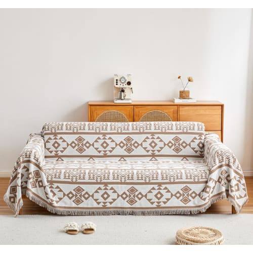 TMVOK Multi-Cover Sofa Cover, 180*230cm, Rectangular, with Fringe, Protective Cover for Dogs and Cats, Cotton, 2-Seater Sofa Cover with or without Arm