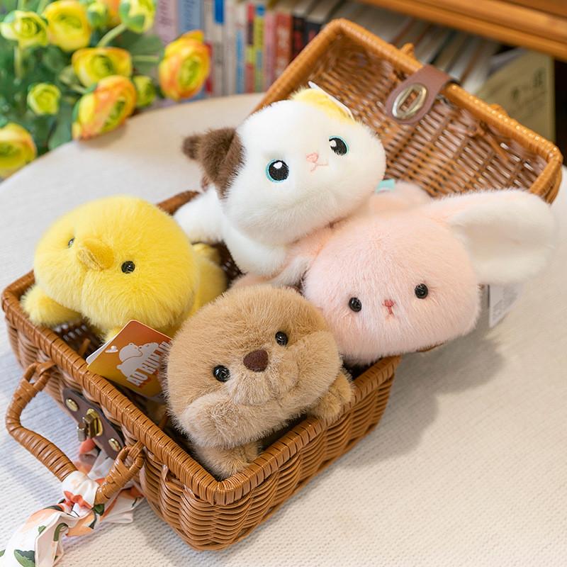 Fox Elephant Penguin Cat Panda Rabbit Cartoon Animal Lying Posture Plush Pendant