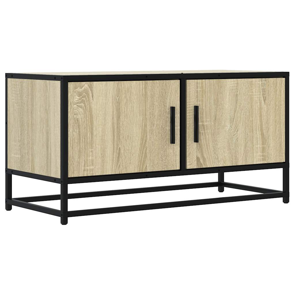 TV Stand in Sonoma Oak Finish 80 x 34.5 x 40 cm Made of Particleboard and Metal