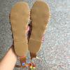 Elegantní Dámské Boho Sandály Gladiator Kožené Ploché Boty S Barevnými Pompony