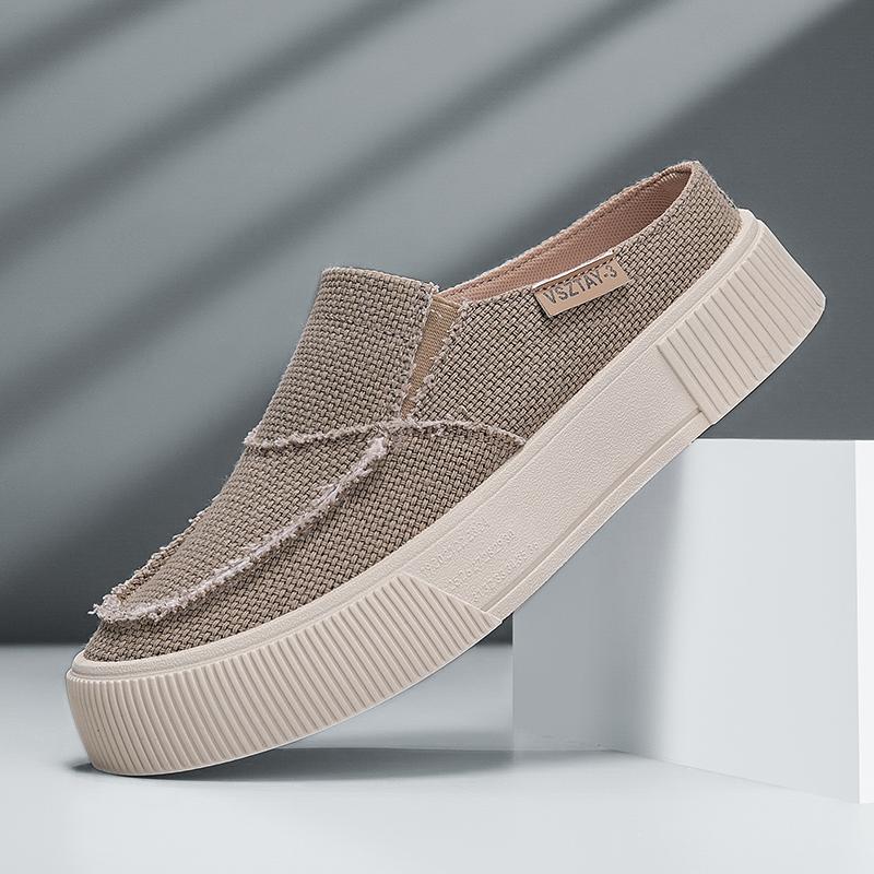 Thick Bottom Closed Toe Slides Half Shoes For Men Mules Platform Board Shoes Backless Loafers Slippers Semi-Drag Casual Shoes