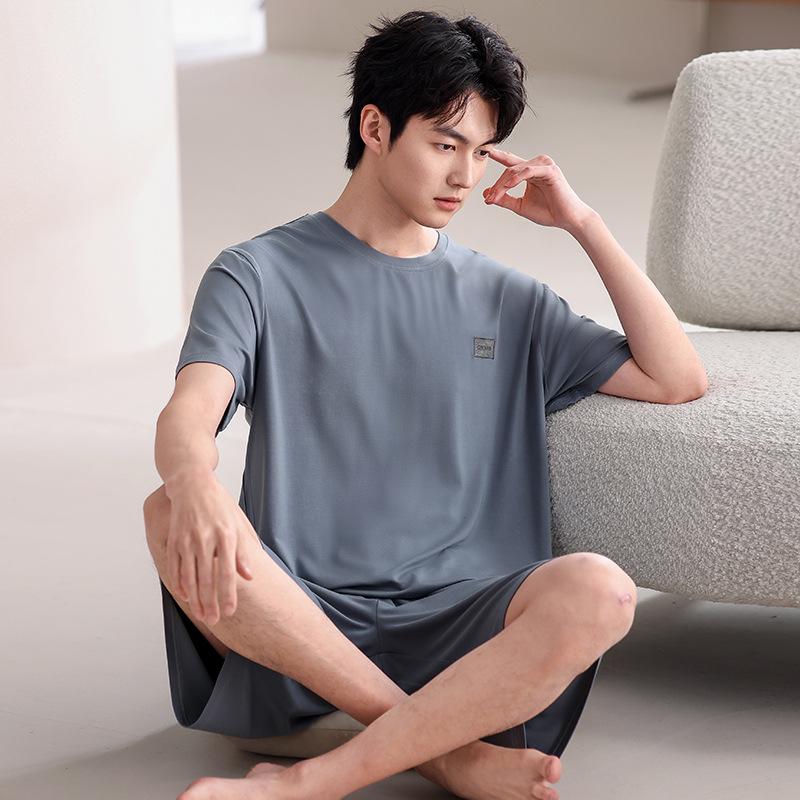 Men's Plus Size Summer Modal Short Sleeve Pajamas Set with Shorts