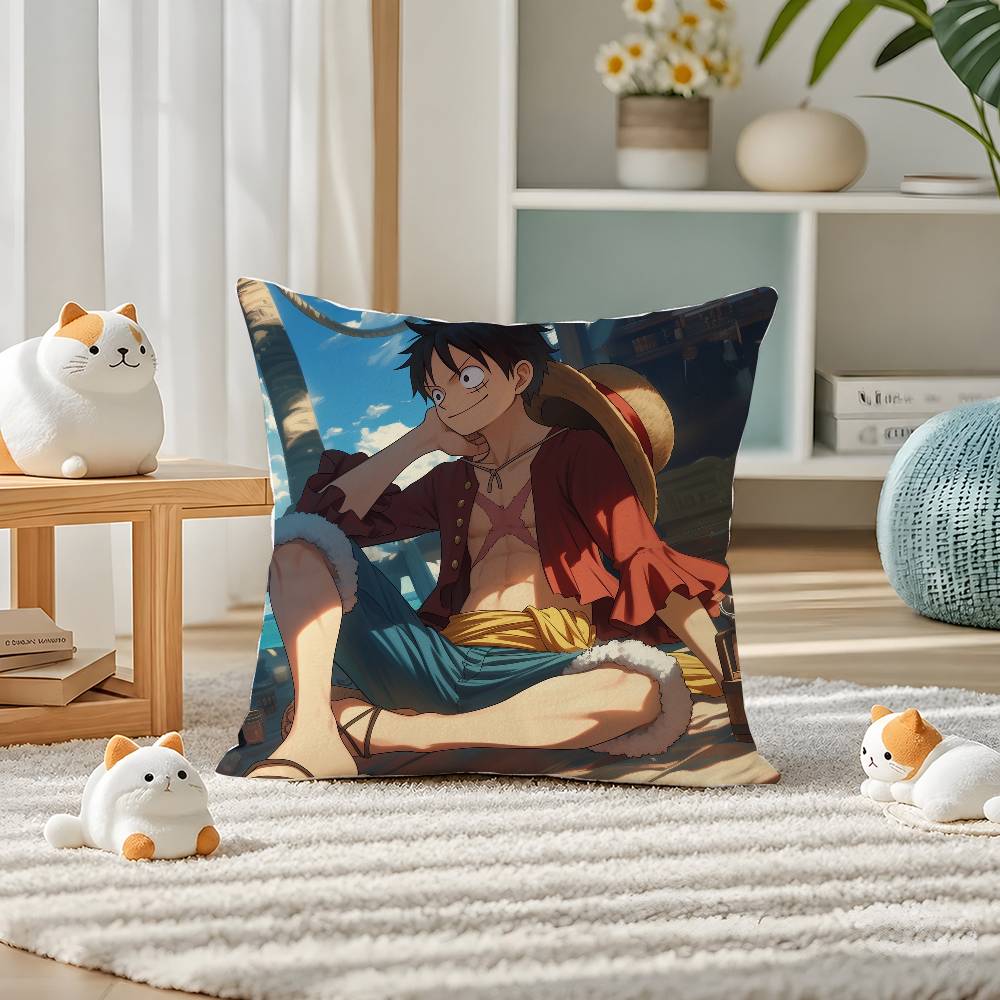 One Piece Donquixote Doflamingo Anime Plush Pillow Cover Soft Short Plush Cushion Cover For Sofa Bedroom Home Decor Gift