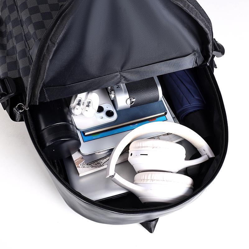 Stylish Men's Plaid Business Backpack: Versatile, Large-Capacity, Perfect for Commuting