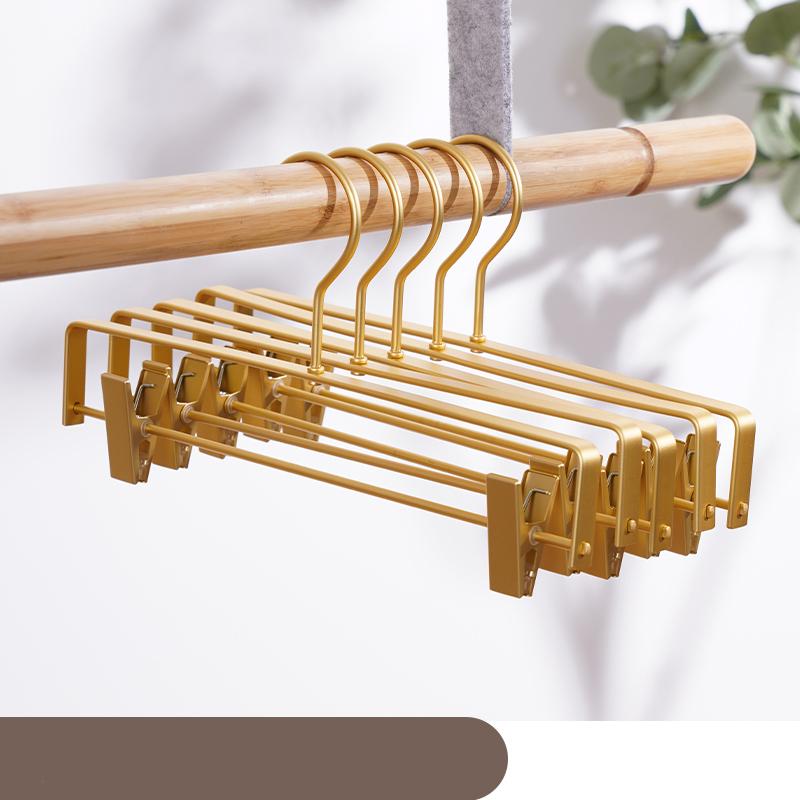 5pcs Anti-slip Trouser Hangers Clothes Hangers Metal Aluminum Alloy Traceless Dress Pants Drying Rack Wardrobe Storage Racks