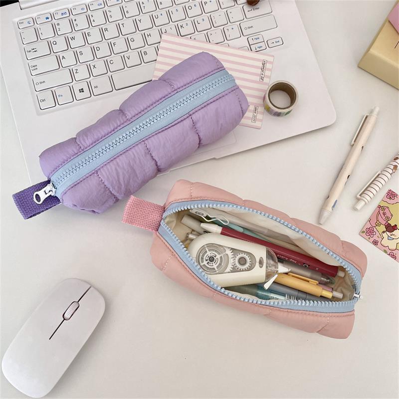 Cute Cotton-Filled Pencil Case Pen Bag Large-Capacity Student Stationery Storage Bag Portable  Girly Cosmetic Bag Gifts