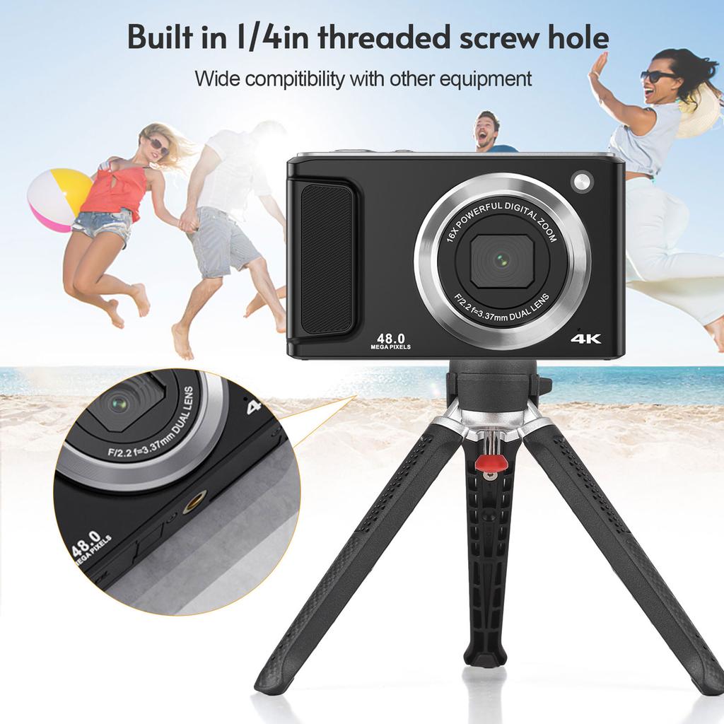 4K Digital Camera Digital Video Camera 48MP Dual Lens 2.8 Inch IPS Screen Auto Focus 16X Digital Zoom Built in Flash