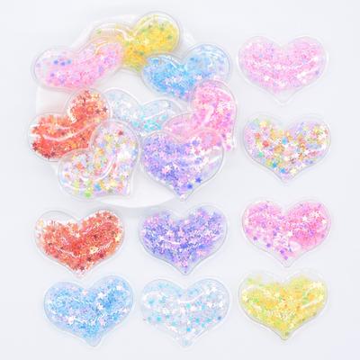 32 adet 38*30mm Bling Kalp Şeffaf Plastik Doldurma Payet Aplikler DIY Şapkalar Saç Klipleri Yay Aksesuarları Yamalar
