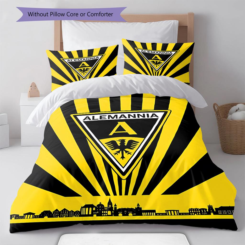 Roupa de Cama com Padrão Alemannia Aachen, Conjunto de Colcha, Capa de Colcha, Fronha, Presente de Aniversário para Casa (1 capa de edredom + 2 fronhas, sem enchimento.)