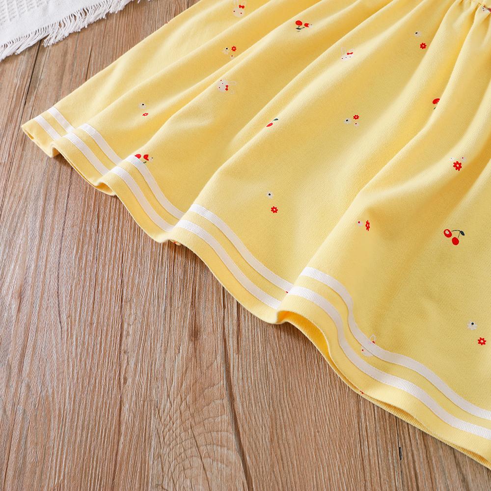 Vestido de verano para niñas de 2 a 6 años, de algodón, con cuello vuelto y manga corta.