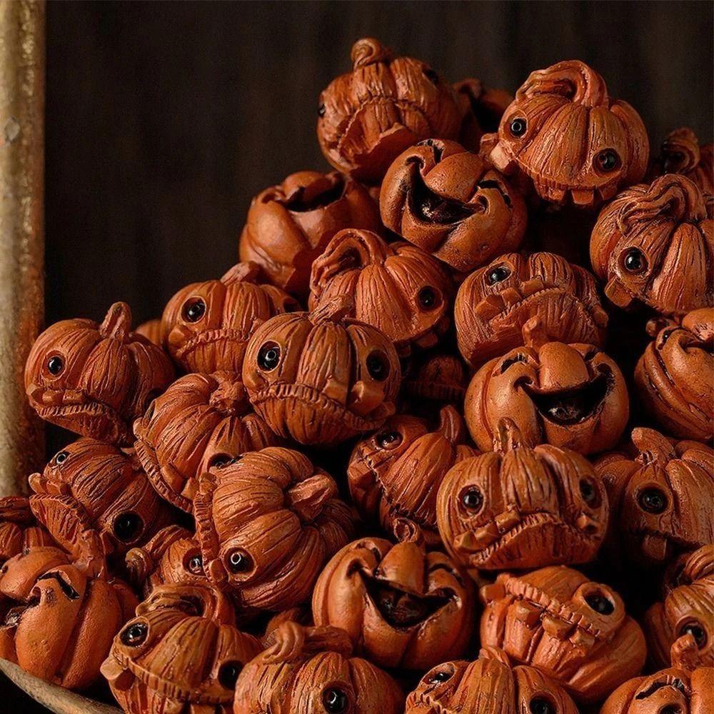 16Pcs Resin Halloween Skull Pumpkin Miniature Halloween Pumpkin Figurine  Home Decor