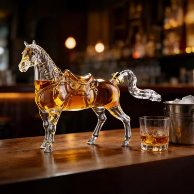 Decantador de Whiskey de Caballo Hecho a Mano Vidrio de Borosilicato Alto Dispensador de Licores Tema Vaquero Occidental Caja de Regalo para Alcohol para Hombres Día del Padre Cumpleaños