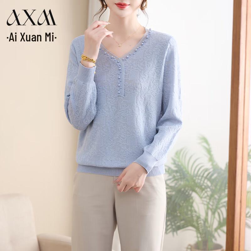 

AIXUANMI Women s Elegant V-Neck Knit Pullover 4XL