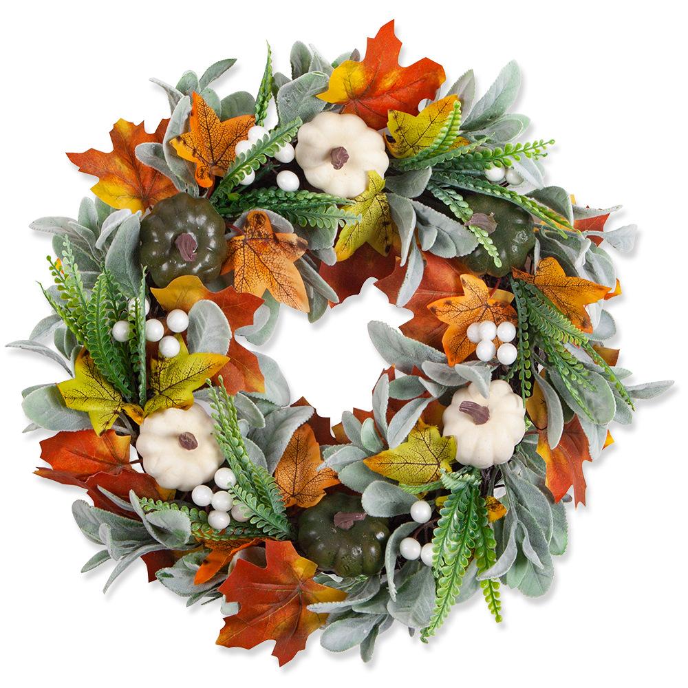 Stația Independence Coroană de Frunze de Arțar cu Dovleac Alb de Toamnă Festivalul Recoltei de Ziua Recunoștinței Coroană de Simulare de Toamnă Dovleac