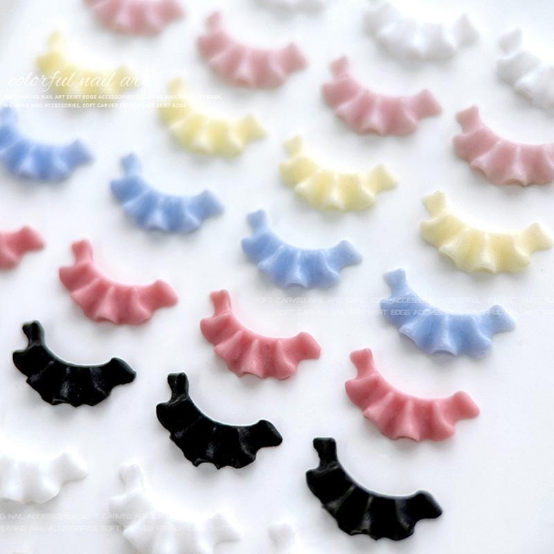 30Pcs French Carved Lace Nail Art Decorations Solid Color Lace Resin Nail Art Decorations For Diy Hairpin Nails Parts