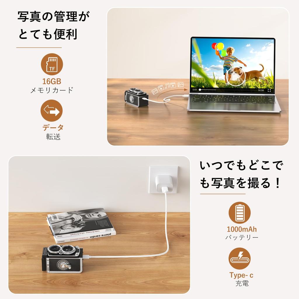 Fyhuioo Mini Retro Digital Toy Camera for Adults 12MP 16GB Charging Cable Reflex Mini Retro Camera with Japanese Instruction Manual Date Camera,