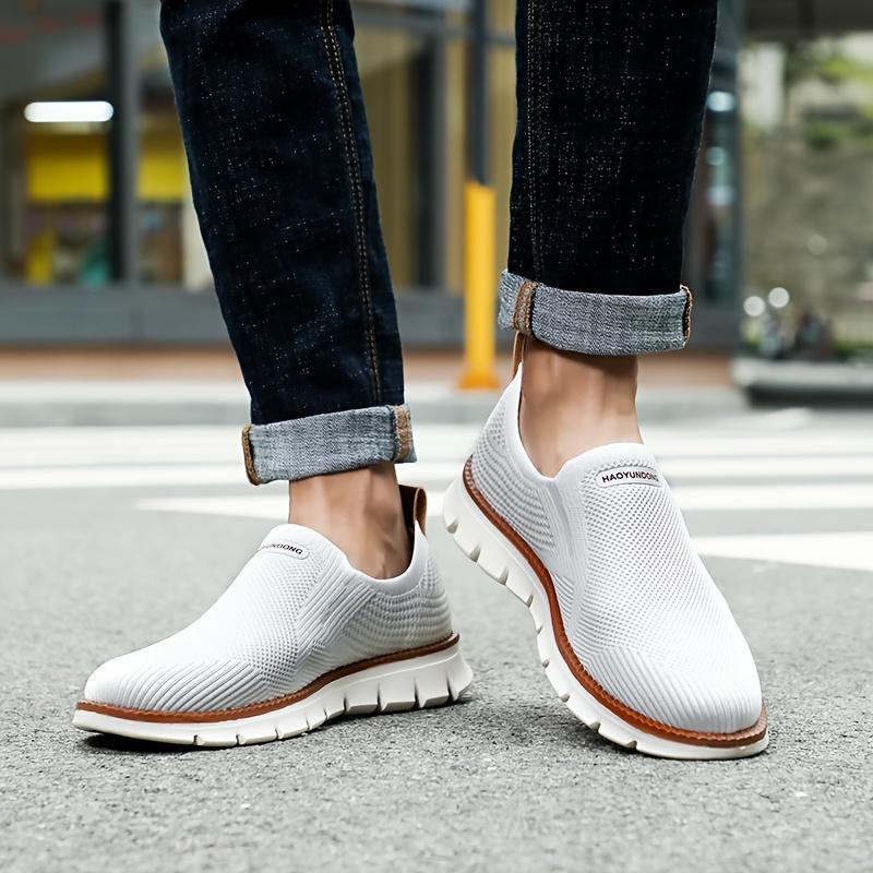 Heren Modieuze Gebreide Ademende Wandelschoenen, Modieuze Antislip Casual Schoenen, Herenschoenen