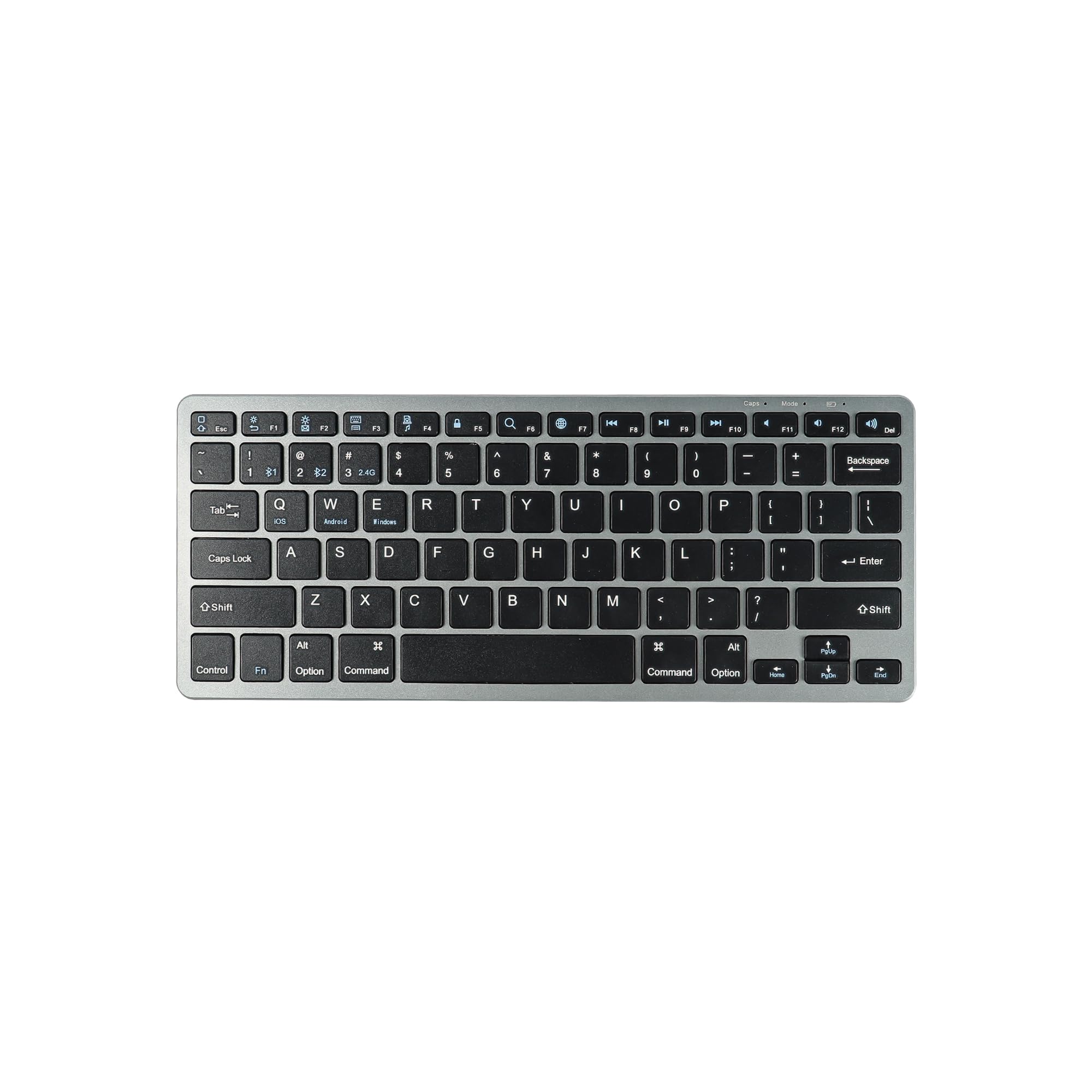 

3-Mode Bluetooth Wireless Keyboard, 2.4GHz and BT Connection, Connects to 3 Devices, Compact, Rechargeable, Slim, for Tablets, Laptops, and