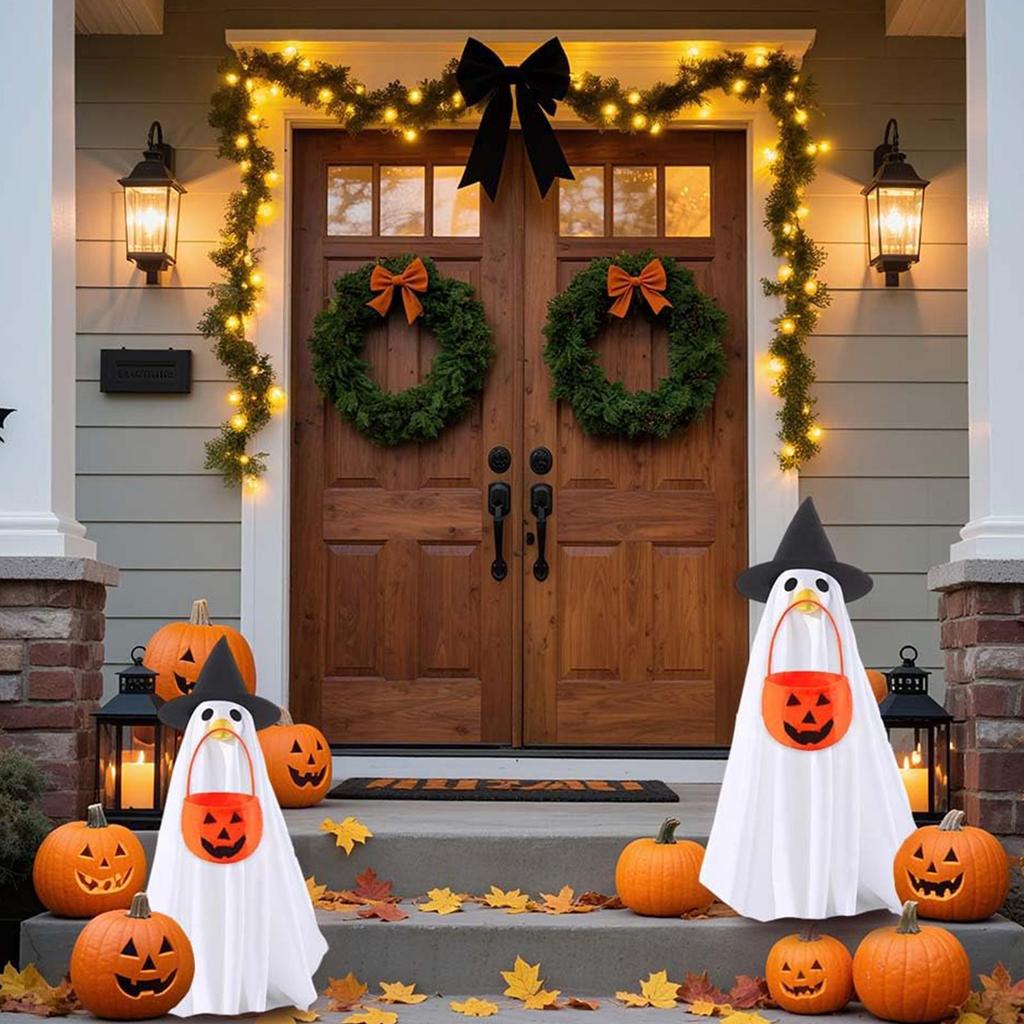 Porch Geese Halloween Outfit Lawn Geese Statue Ghost Clothing Yard Statue Clothing For Courtyard Garden Fall Season Homeowners