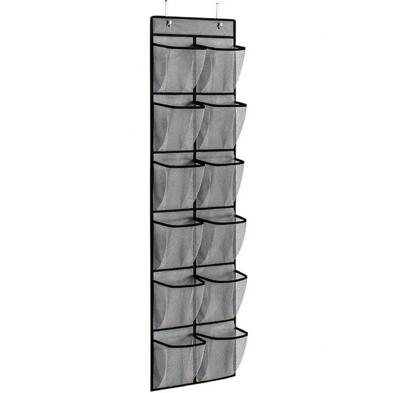 Door Hanging Shoe Organizer 6-35 Pockets Large Capacity Shoe Rack Space Saving Closet Storage Mesh Back Gift Idea 14 Grids серый 764₽